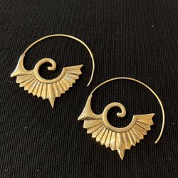 Golden Bird Spiral/Tribal Threader Earrings 