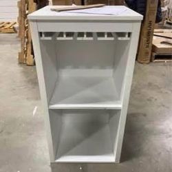New Assembled White Wine Bar Cabinet with Glass Rack