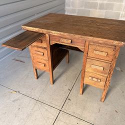 Antique Solid Oak School Desk – Early 1900s – Mission Style