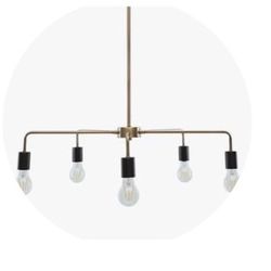 Boston Loft Furnishings Faccha 5 -Light Antique brass and black Mid-century Linear Large