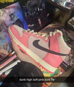 nike dunk high soft pink size 7w