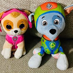 Paw Patrol Rocky and Skye 8 Inch Plush Puppy Dogs Nickelodeon