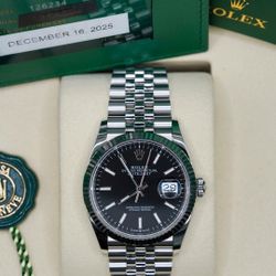 Rolex Datejust 36mm Ref. 126234 – Black Dial – Jubilee – Fluted Bezel – Full Set (2025)