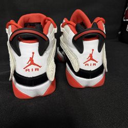 Nike Air Jordan 6 Rings (GS) shoes in the "White Black Team Orange" colorway