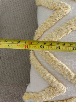 3 decorative pillows,  yellow/cream