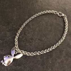 Fat Round Stainless Steel Chainmail Bracelet with Playboy Bunny Pendant/ new 2023 Jewelry Paparazzi Drip Grail