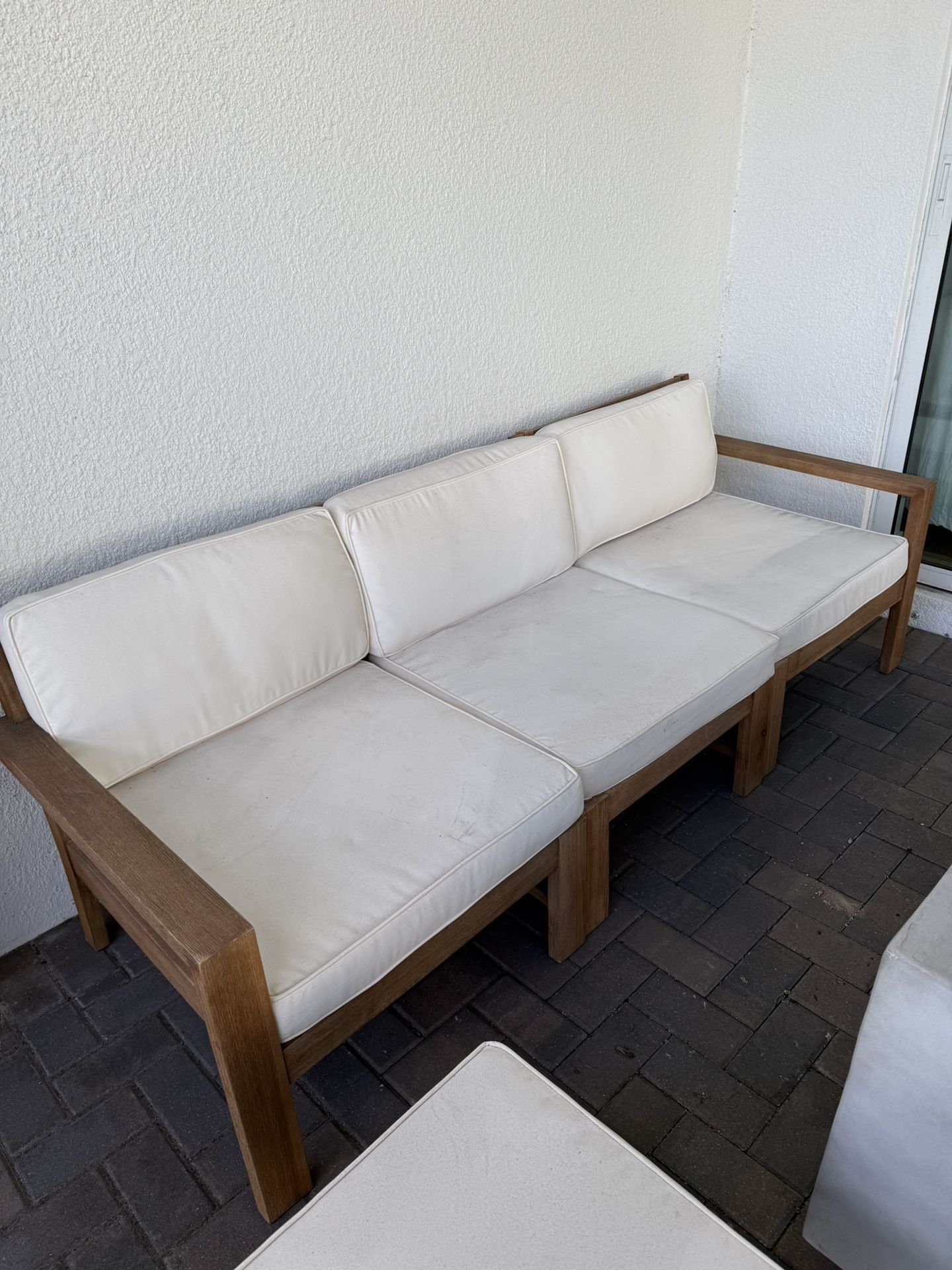 Teak Patio Sofa with Footrest
