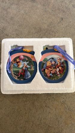 Bradford Exchange Disney Winnie Pooh Honeypot Adventures Ornaments Set COA