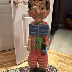 Rare Antique Hand Carved Wooden Pinocchio Statue 
