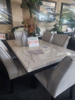 Brand New Dining Table with 6 Upholstered Chairs