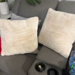 Two fluffy girly 20” by 20” pink pillows