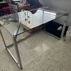 CB2 Glass And Chrome Desk