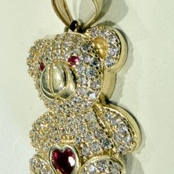 14k Gold Solid Bear Charm
