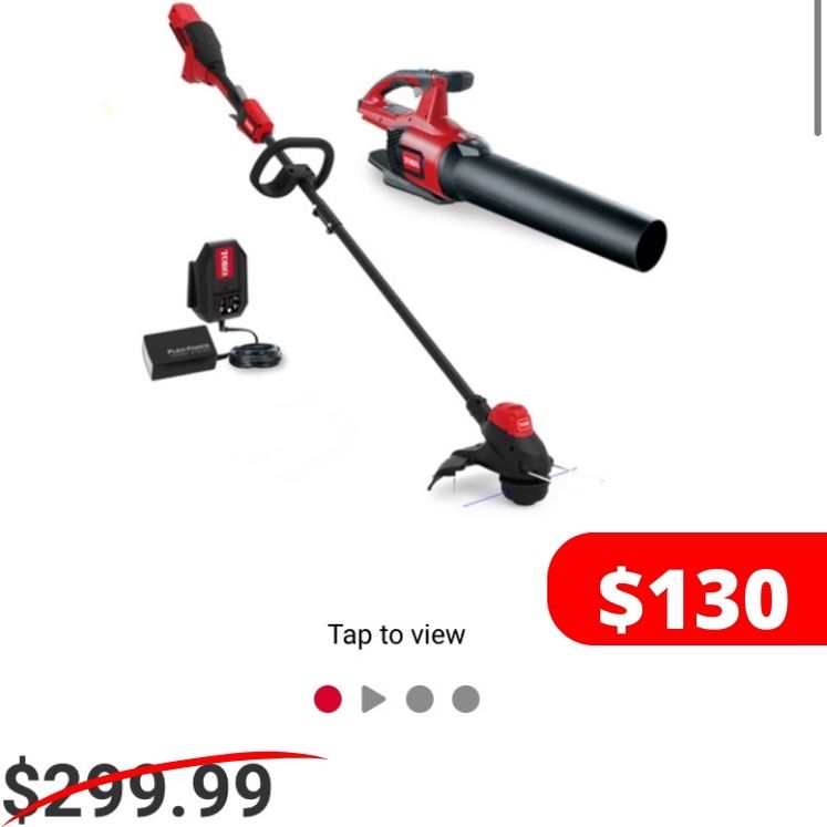  Toro 60V Cordless String Trimmer and Leaf Blower Combo Kit (2-Tool) Charger Included
