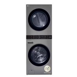 LG WashTower Stacked SMART Laundry Center 4.5 Cu.Ft. Front Load Washer & 7.4 Cu.Ft. Electric Dryer in Graphite Steel