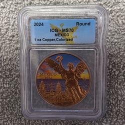 2024 Mexico Copper Liberated (Colorized) - ICG graded MS70
