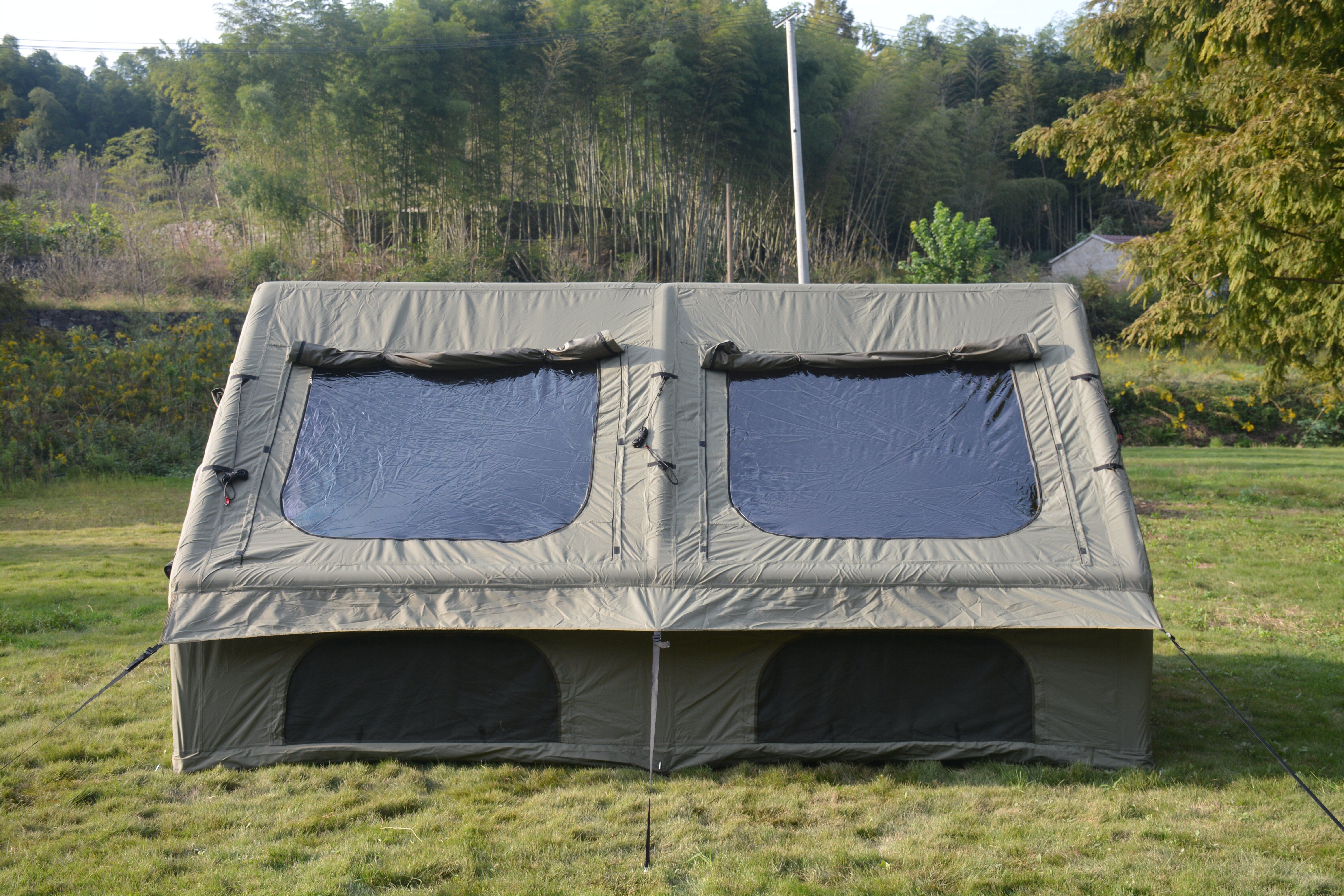 9.8 x13ft Inflatable Camping Tents with Hand Pump, Air Glamping Tents, Easy Setup Waterproof and Windproof Blow up Tent, 4 Seasons Oxford Cabin Tent w