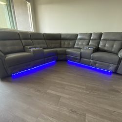 Power Recliner Sectional With LED Lights