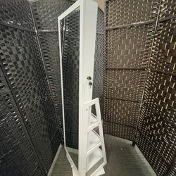 Uforic 360 Spinning Lockable Jewelry Armoire with Free-Standing Mirror, Gray 