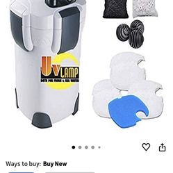 BRAND NEW! SunSun Hw303B 370GPH Pro Aquarium 4 Stage Canister Filter Kit 9-watt UV Sterilizer Light