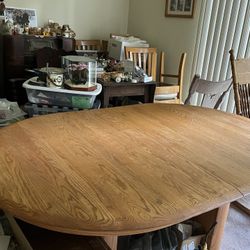 Solid Oak Oval Table & 8 Dining Chairs