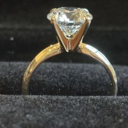 New 2.58 Carat Round Diamond Engagement Ring 14k Yellow Gold
