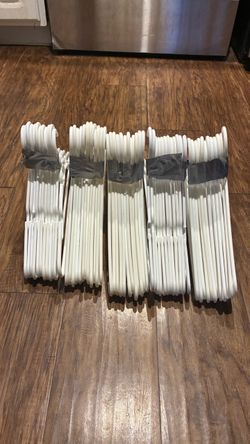 60 White Plastic Clothes Hangers – Heavy Duty Style – Bulk Lot