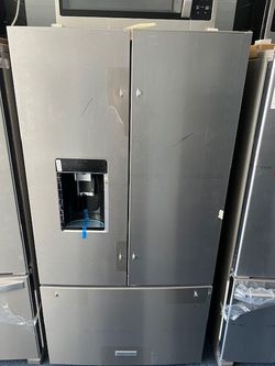 STAINLESS STEEL KITCHEN AID FRENCH DOOR FRIDGE COUNTER DEPTH // WE DELIVER & INSTALL 