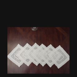 Six Linen Cocktail Coasters, Never Been Used