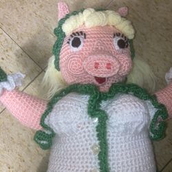 Hand Crocheted Amigurumi Pig Doll