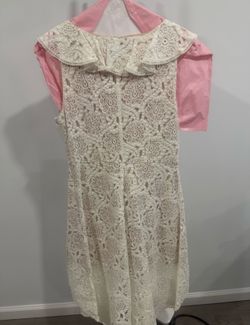 White Lace Sleeveless Aqua Dress - Size Large