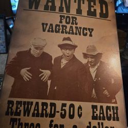 Tin 3 Stooges Reward Sign 