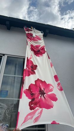 White Floral Maxi Dress with Pink Flowers