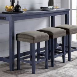 Brand New Antique Blue & Grey 4pc Counter Height Dining Table Set 
