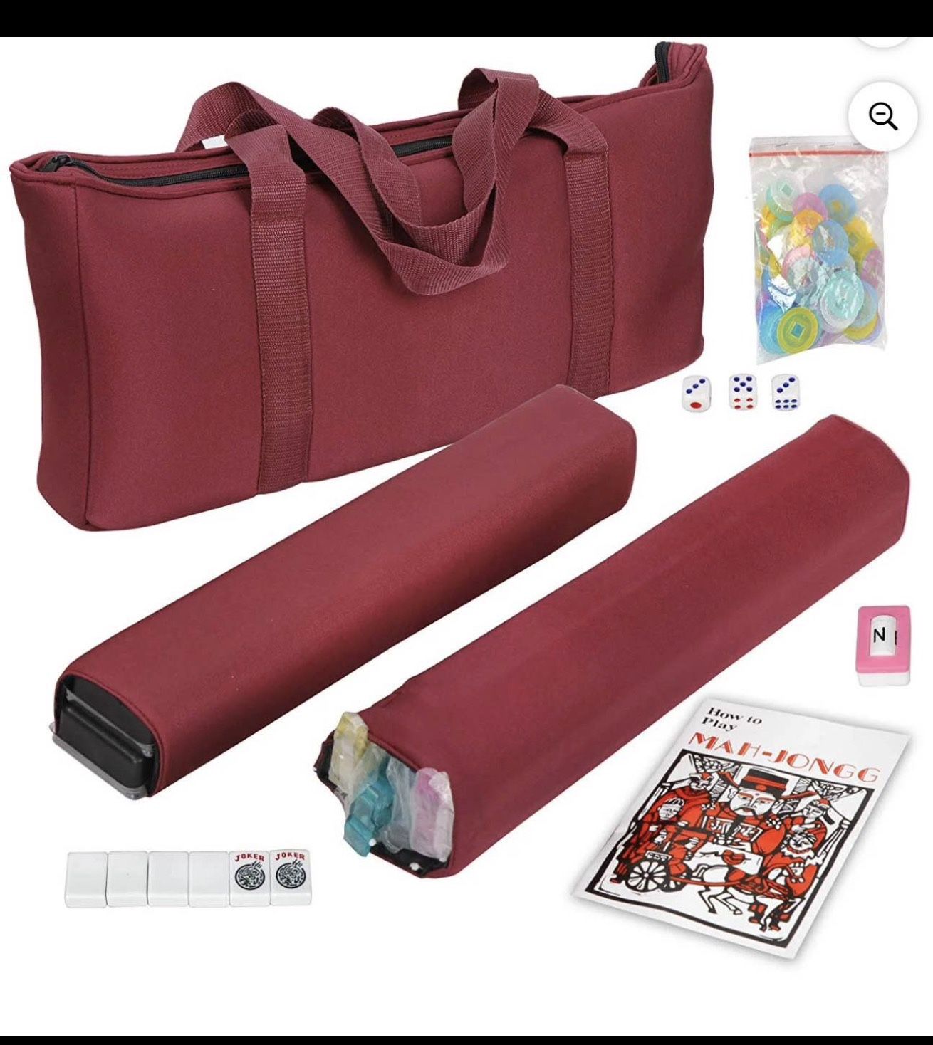 ZENY American Mah Jongg Mahjong 166 Tile Set Plastic with 4 All-in-One Rack/Pushers, Soft Bag