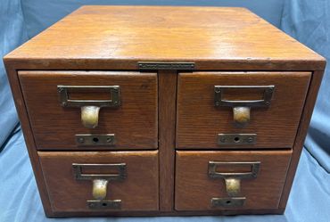 Vintage Four Drawer Library Card Catalog Library Bureau Sole Makers 13x13x9