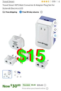 Travel Smart 1875 Watt Converter & Adapter Plug Set for Stylers& Electrics LED