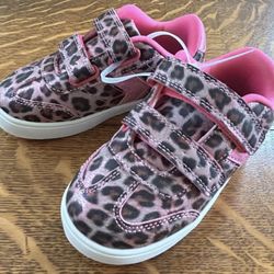 Never worn Dr. Scholl’s Kids Pink Leopard Print Velcro Sneakers