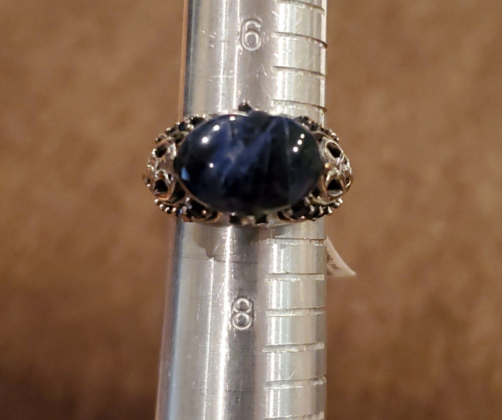 Genuine Lapis Ring with Sapphire Accents