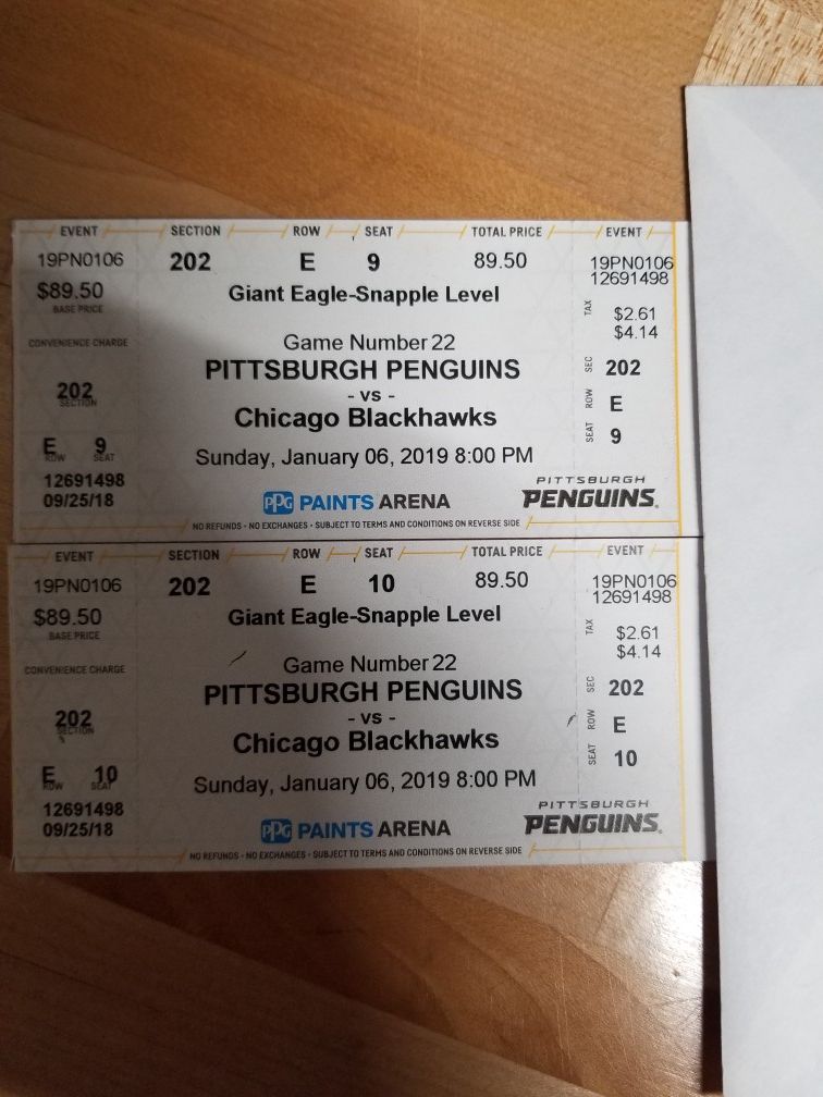Pittsburgh Penguins tickets 1/6