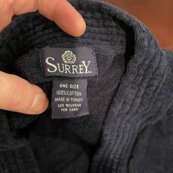 Surrey Mens Robe Blue 100% Cotton Terry Side Pockets One Size