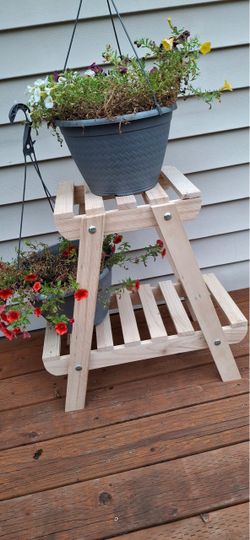 Wooden Two-Tier Plant Stand