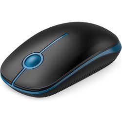 VssoPlor Wireless Mouse, 2.4G Slim Portable Computer Mice with Nano Receiver for Notebook, PC, Laptop, Computer (Black and Sapphire Blue)