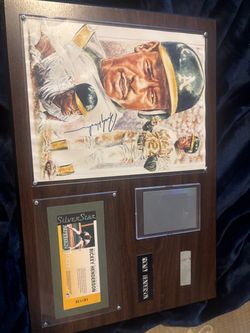 Rickey Henderson Signed Art Plaque Silver Star