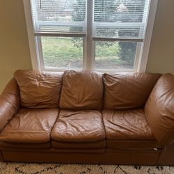 Camel Leather Couch 
