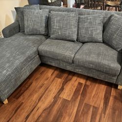 Small Blue L Shape Couch. 