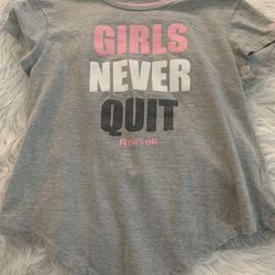 Reebok “Girls Never Quit” Child’s Tie-Front Shirt Medium