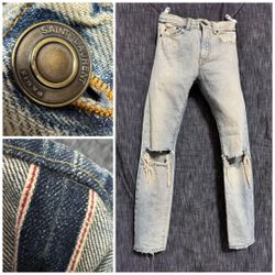 SAINT LAURENT PARIS hedi slimane era  distressed denim jeans