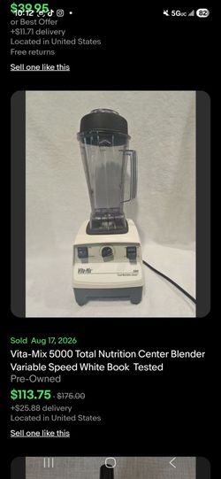 VITA-MIX 5000 TOTAL NUTITION CENTER BLENDER VARIABLE SPEED