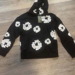 large black denim tears hoodie 